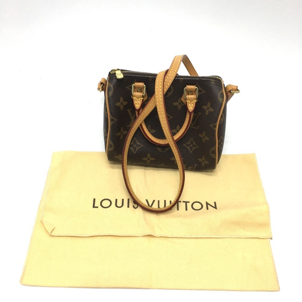Louis Vuitton Monogram Nano Speedy Pochette Handbag Brown